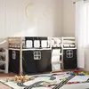 vidaXL Lit superposé avec rideaux blanc/noir 90x190 cm bois pin massif