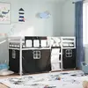 vidaXL Lit superposé avec rideaux blanc/noir 80x200 cm bois pin massif