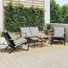 vidaXL Ensemble de meubles de balcon avec coussins 5 pcs noir acier