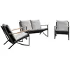 vidaXL Ensemble de meubles de balcon avec coussins 3 pcs noir acier