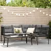 vidaXL Ensemble de canapés de jardin et coussins noir acier textilène