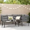 vidaXL Ensemble de canapés de jardin et coussins noir acier textilène