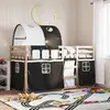 vidaXL Lit superposé avec rideaux blanc/noir 90x190 cm bois pin massif