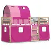 vidaXL Lit superposé avec rideaux rose 90x200 cm bois pin massif