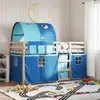 vidaXL Lit superposé avec rideaux bleu 90x190 cm bois pin massif
