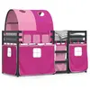 vidaXL Lit superposé avec rideaux rose 90x190 cm bois pin massif
