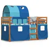 vidaXL Lit superposé avec rideaux bleu 90x200 cm bois pin massif