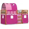 vidaXL Lit superposé avec rideaux rose 90x200 cm bois pin massif