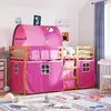 vidaXL Lit superposé avec rideaux rose 80x200 cm bois pin massif