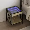 vidaXL Table de chevet avec LED infini chêne sonoma 40x40x49 cm