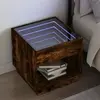 vidaXL Table de chevet avec LED infini chêne fumé 50x50x50 cm
