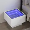 vidaXL Table de chevet avec LED infini blanc 40x40x30 cm