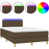 vidaXL Sommier à lattes de lit matelas et LED marron foncé 120x190 cm