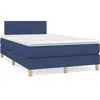 vidaXL Sommier à lattes de lit matelas et LED bleu 120x190 cm tissu