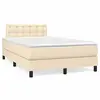 vidaXL Sommier à lattes de lit avec matelas crème 120x190 cm tissu