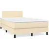vidaXL Sommier à lattes de lit avec matelas crème 120x190 cm tissu