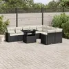 vidaXL Salon de jardin 10 pcs avec coussins noir résine tressée