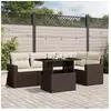 vidaXL Salon de jardin avec coussins 6 pcs marron résine tressée