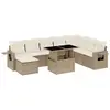 vidaXL Salon de jardin avec coussins 9 pcs beige résine tressée