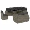 vidaXL Salon de jardin 9 pcs avec coussins gris résine tressée