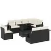 vidaXL Salon de jardin 9 pcs avec coussins noir résine tressée