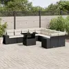 vidaXL Salon de jardin 11 pcs avec coussins noir résine tressée