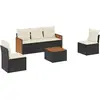 vidaXL Salon de jardin 6 pcs avec coussins noir résine tressée