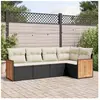 vidaXL Salon de jardin 5 pcs avec coussins noir résine tressée