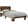 vidaXL Cadre de lit chêne fumé 90x200 cm bois d'ingénierie et métal