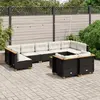 vidaXL Salon de jardin 10 pcs avec coussins noir résine tressée