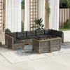 vidaXL Salon de jardin 9 pcs avec coussins gris résine tressée