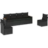 vidaXL Salon de jardin 6 pcs avec coussins noir résine tressée