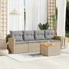 vidaXL Salon de jardin avec coussins 5 pcs beige résine tressée
