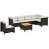 vidaXL Salon de jardin 7 pcs avec coussins noir résine tressée