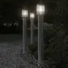 vidaXL Lampadaires d'extérieur avec capteurs 3 pcs acier inoxydable