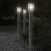 vidaXL Lampadaires d'extérieur 3 pcs argenté 110 cm acier inoxydable