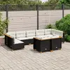 vidaXL Salon de jardin 9 pcs avec coussins noir résine tressée