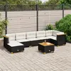vidaXL Salon de jardin 8 pcs avec coussins noir résine tressée