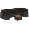 vidaXL Salon de jardin 8 pcs avec coussins noir résine tressée