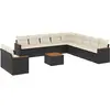 vidaXL Salon de jardin 12 pcs avec coussins noir résine tressée