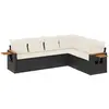 vidaXL Salon de jardin 6 pcs avec coussins noir résine tressée