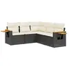 vidaXL Salon de jardin 5 pcs avec coussins noir résine tressée