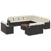 vidaXL Salon de jardin avec coussins 14 pcs noir résine tressée