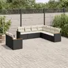 vidaXL Salon de jardin 9 pcs avec coussins noir résine tressée