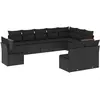 vidaXL Salon de jardin 10 pcs avec coussins noir résine tressée