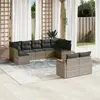 vidaXL Salon de jardin 9 pcs avec coussins gris résine tressée