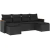 vidaXL Salon de jardin 6 pcs avec coussins noir résine tressée