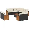 vidaXL Salon de jardin 12 pcs avec coussins noir résine tressée