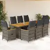 vidaXL Ensemble de bistro de jardin 9 pcs coussins gris poly rotin