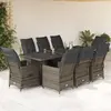 vidaXL Ensemble de bistro de jardin 9 pcs coussins gris poly rotin